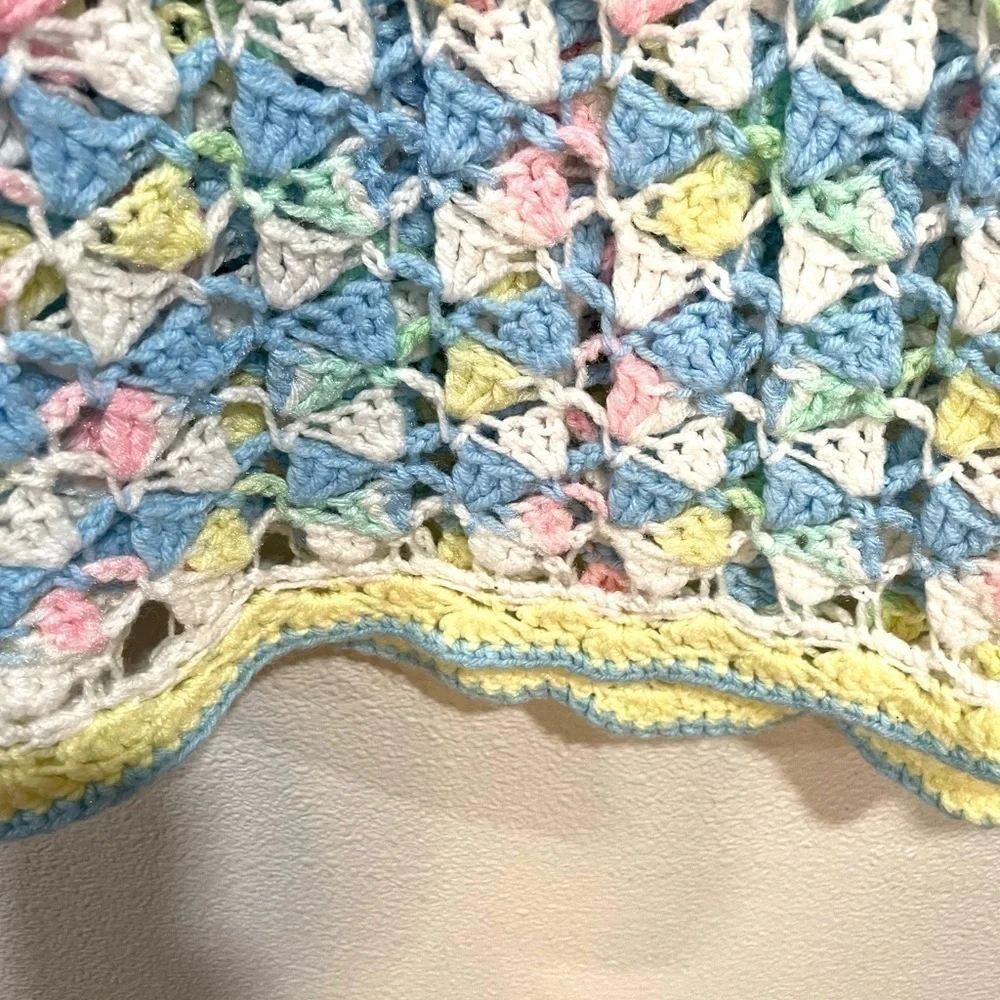 HANDMADE granny Crochet baby blanket multicolor knitted